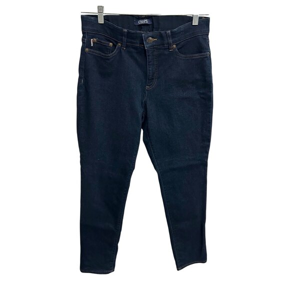 Chaps Womens Dark Wash Denim Jeans Size 10 Slim Fit Cotton Blend - Picture 1 of 10